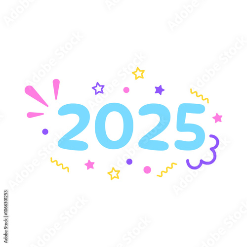 New Year 2025 Colorful Lettering