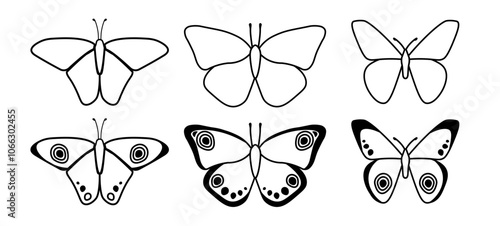 Vector Butterflies, eyed butterflies, whimsical and cute