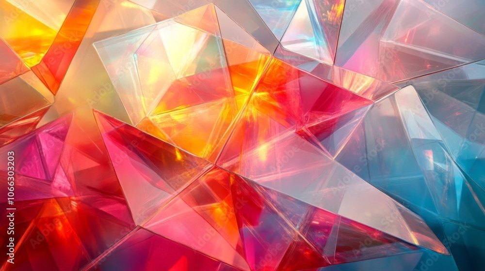 Abstract Geometric Composition of Interlocking Translucent Polygons in Red, Orange, and Blue Hues Abstract Geometric Composition of Interlocking Translucent Polygons in Red, Orange, and Blue Hues