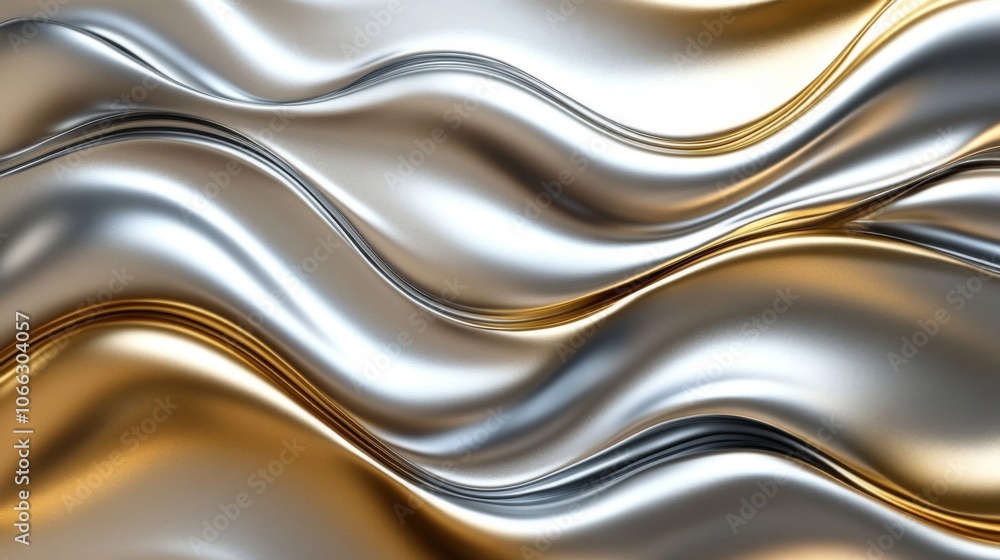 Abstract Wave Pattern with Silver and Gold Metallic Sheen Abstract Wave Pattern with Silver and Gold Metallic Sheen