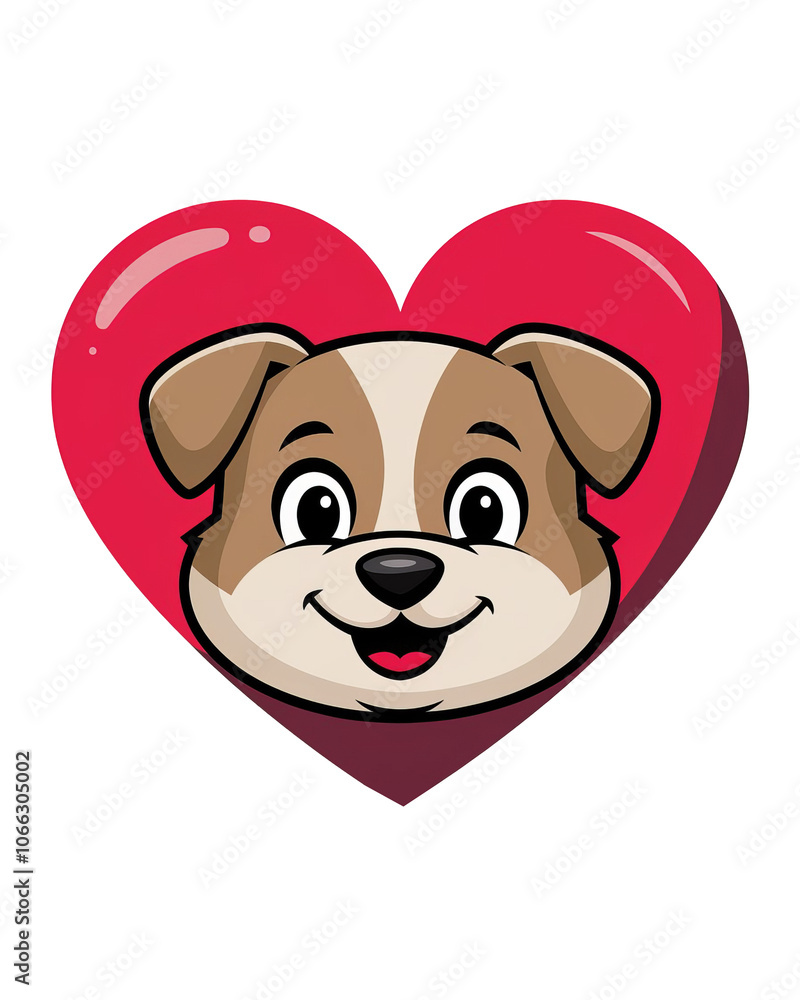 A t-shirt design of a Smiling Puppy Inside a Big Heart Representing Love and Companionship in Pet A t-shirt design of a Smiling Puppy Inside a Big Heart Representing Love and Companionship in Pet