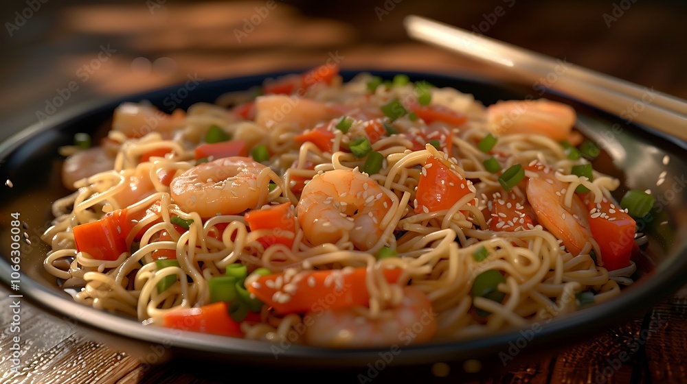 Food noodles with shrimp vegetables Food noodles with shrimp vegetables