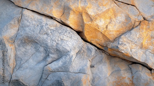 A Close-up View of a Cracked Rock with Golden Hues photo