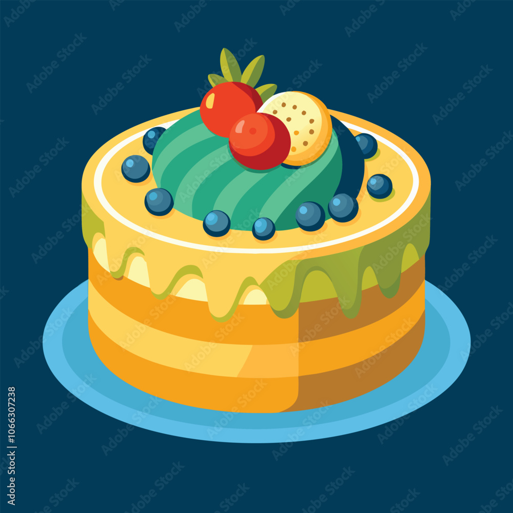 Light Matcha Green Tea Cake with White Chocolate Ganache and Fresh Berries Light Matcha Green Tea Cake with White Chocolate Ganache and Fresh Berries
