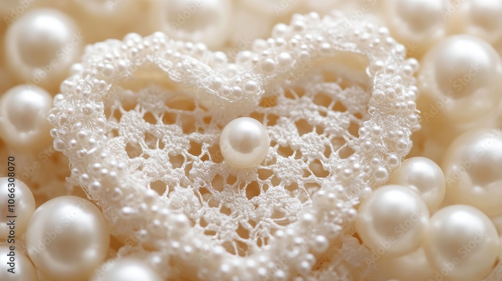 Fototapeta premium Pearl Heart in Lace and Pearls