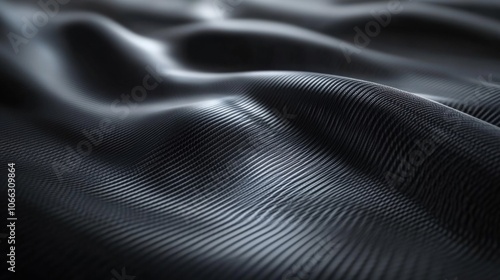 Abstract Wavy Pattern on Black Fabric