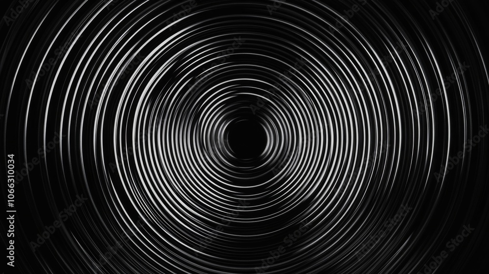 Black and white abstract background with hypnotic circular pattern ...