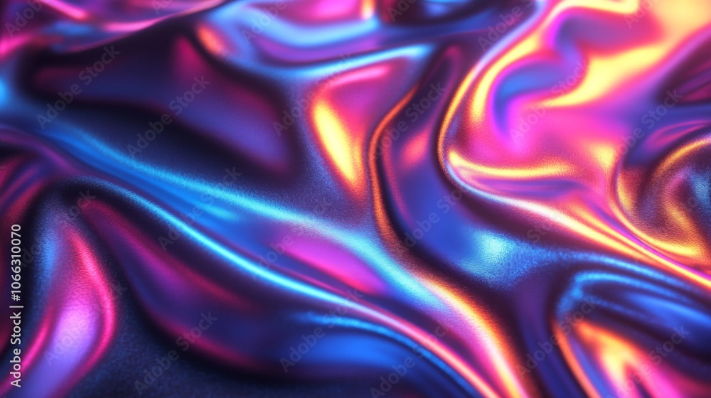 Obraz premium Abstract Iridescent Fabric With Wavy Folds