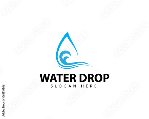 Water drop, blue wave and wave illustration logo and Business Logo Template vector illustration design, icon, symbol corporate