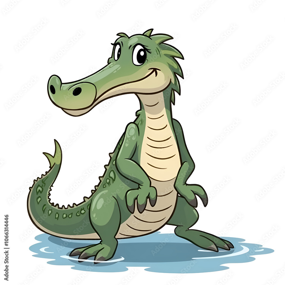 Fototapeta premium Embrace the joy of friendship with a charming cartoon crocodile character , digital illustration of character design concept.