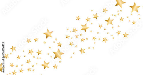 A stream of golden stars on a white background.