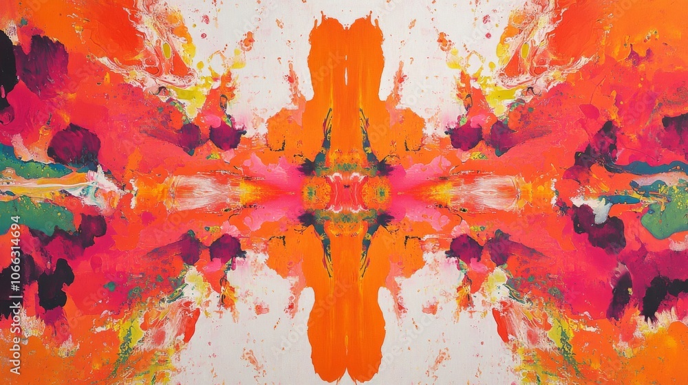 Fototapeta premium Abstract Painting with Orange, Red, and Pink Colors