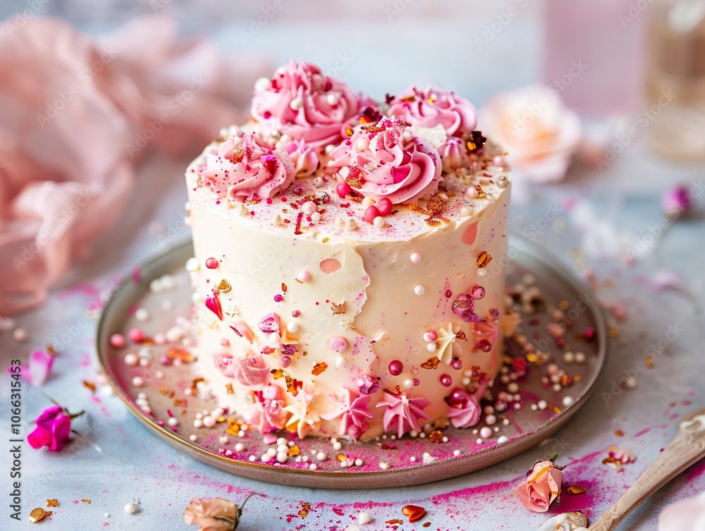 Pink and Gold Cake with Sprinkles: A Delicious and Festive Treat Pink and Gold Cake with Sprinkles: A Delicious and Festive Treat
