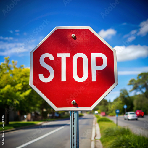 stop sign on blue sky