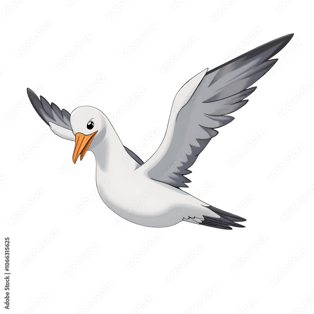 Fototapeta premium Embrace the freedom of flight with nature s graceful avian companions, digital illustration of whimsical animal character concept.