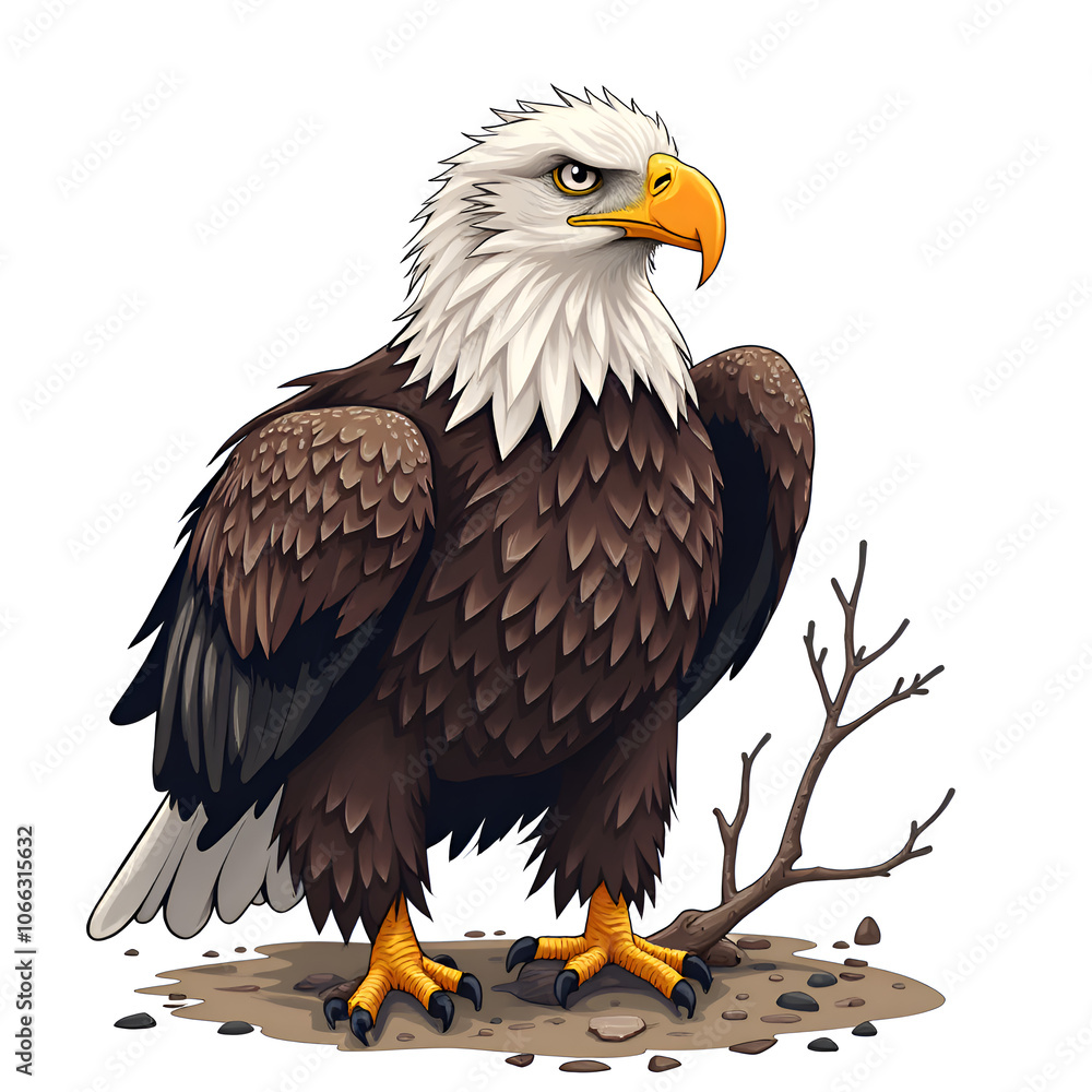Obraz premium Embrace the spirit of freedom with the majestic eagle in its natural habitat, digital illustration of animal representation concept.