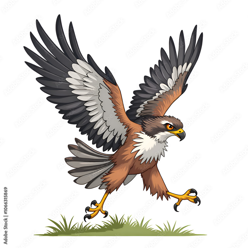 Fototapeta premium The hawk takes flight, embodying determination and the pursuit of dreams, digital art of animal illustration concept.