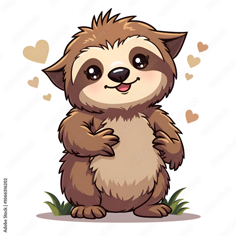 Obraz premium Embrace the joy of slow living through the adorable charm of this cute sloth character , digital illustration of character design concept.