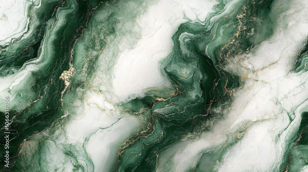 Fototapeta premium Abstract Green and Gold Marble Swirls
