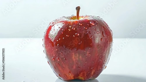 red apple with water drops