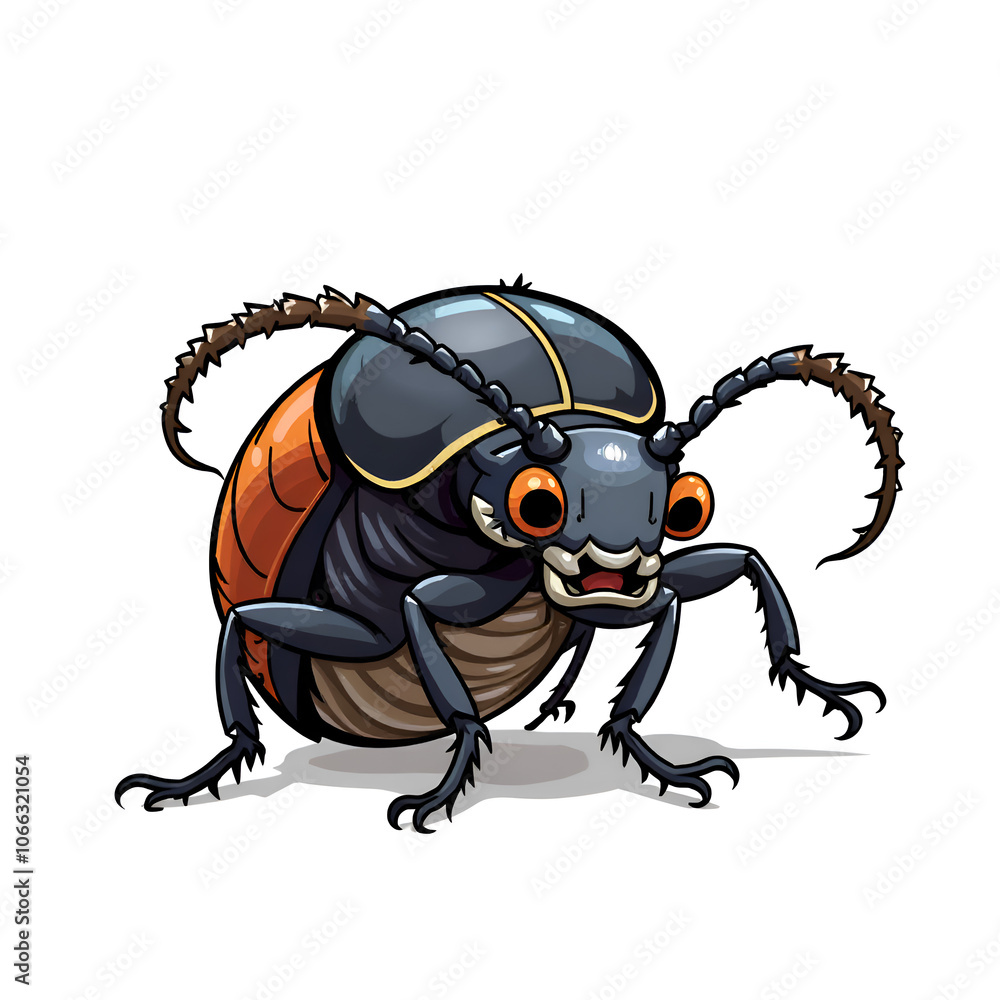 Fototapeta premium Explore the fascinating world of a colorful cartoon beetle with bold features, illustration of character design concept.