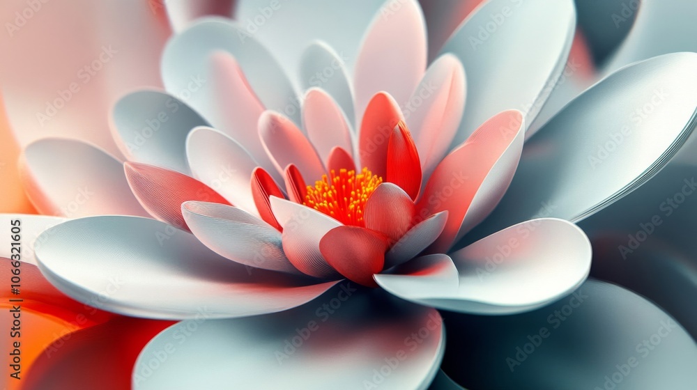 Close-up of a White and Pink Flower with Red Center Close-up of a White and Pink Flower with Red Center