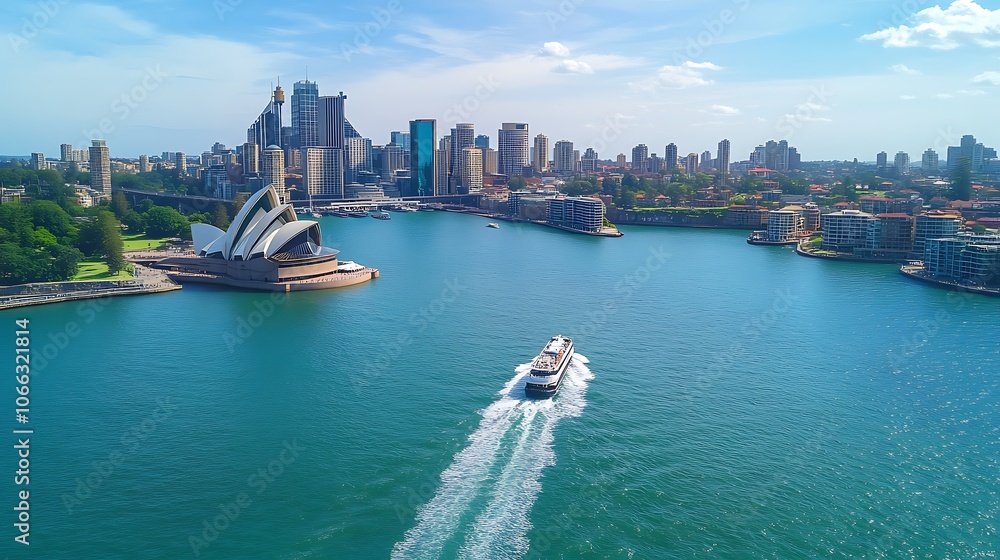 Naklejka premium Sydney Harbor Opera House Cityscape Skyline Arrow