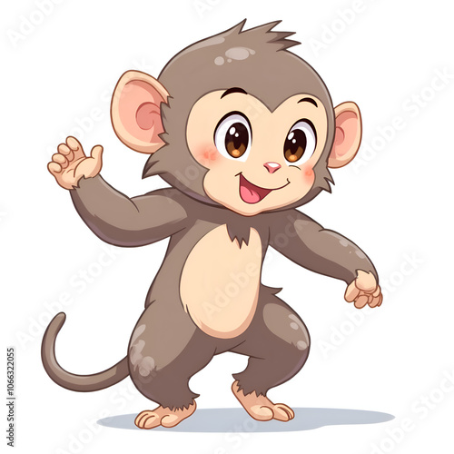 Embrace the joy of playfulness with a charming cartoon monkey design, digital illustration of character design concept. photo