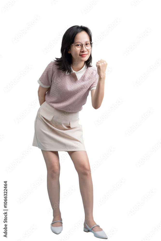 Young Asian woman on blue background Young Asian woman on blue background