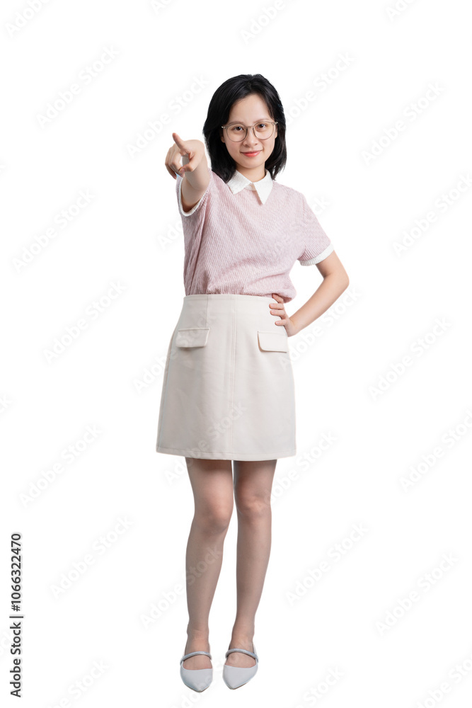 Young Asian woman on blue background Young Asian woman on blue background