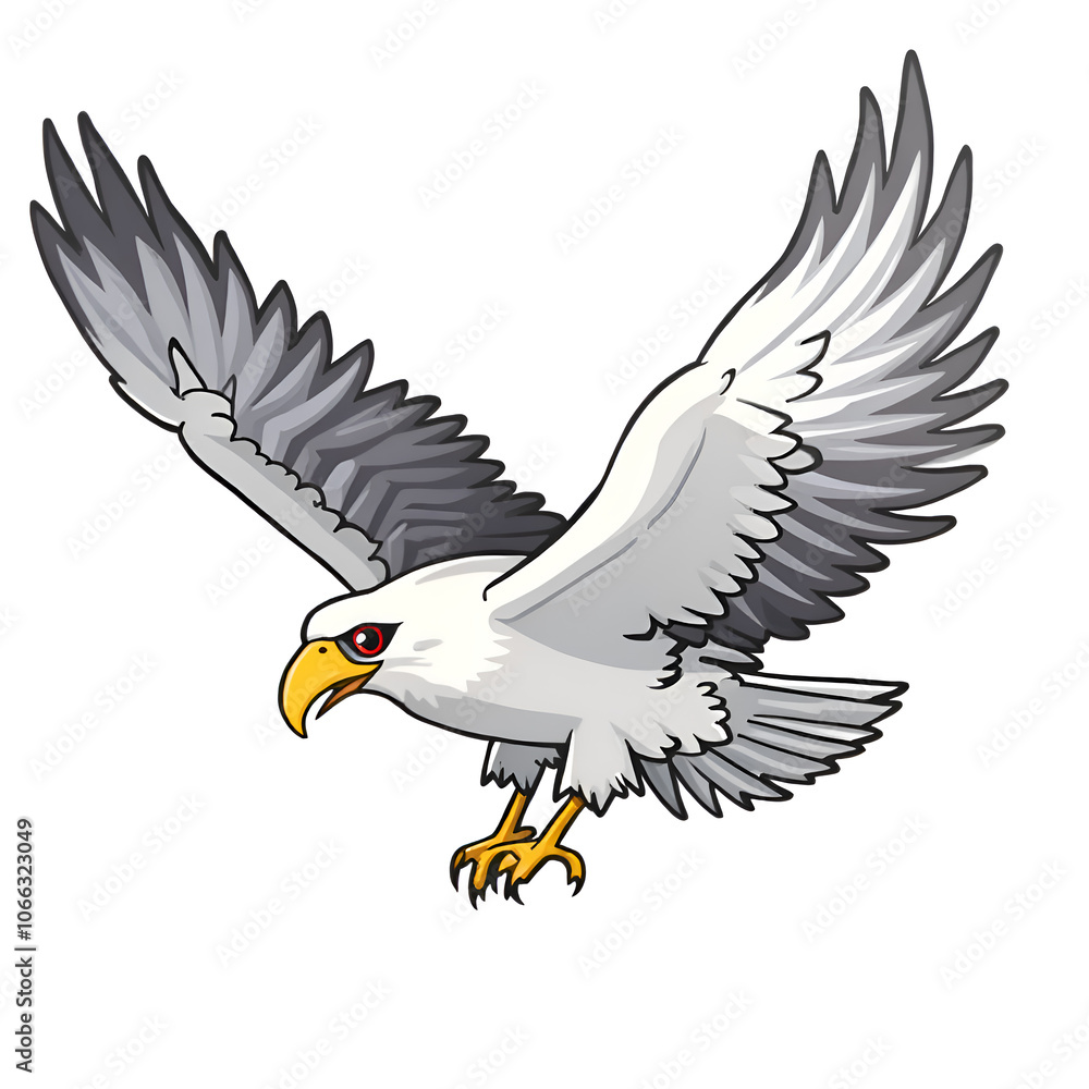 Obraz premium Embrace the freedom and majesty of a watchful bird in flight above the world, digital illustration of fantasy animal concept.