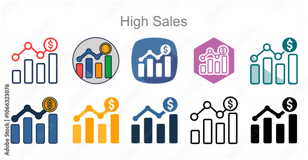 A set of 10 High sales icons as Profit, Revenue, Growth A set of 10 High sales icons as Profit, Revenue, Growth