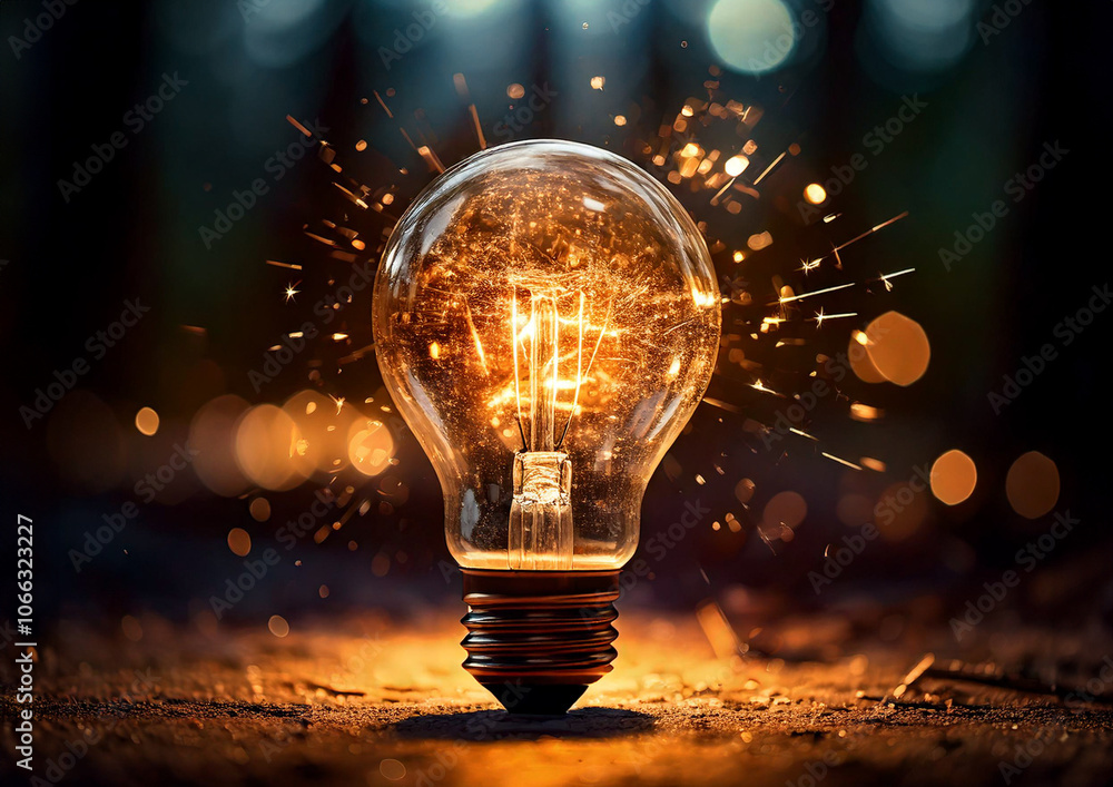 Φωτογραφία 火花を放つ電球のイメージ