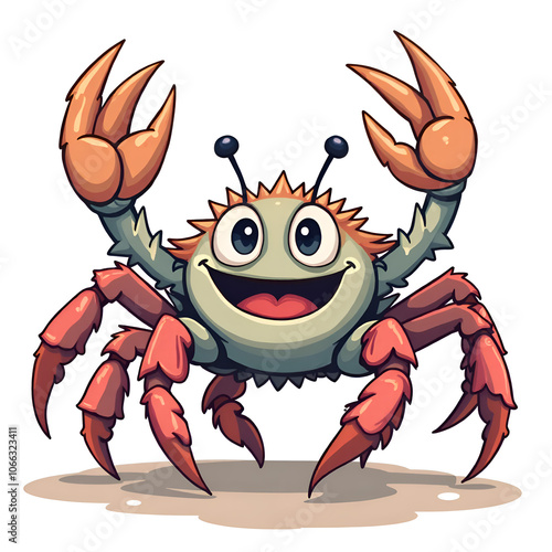 Meet the happy crab who s always ready for a seaside adventure and fun , digital illustration of cartoon character concept. photo