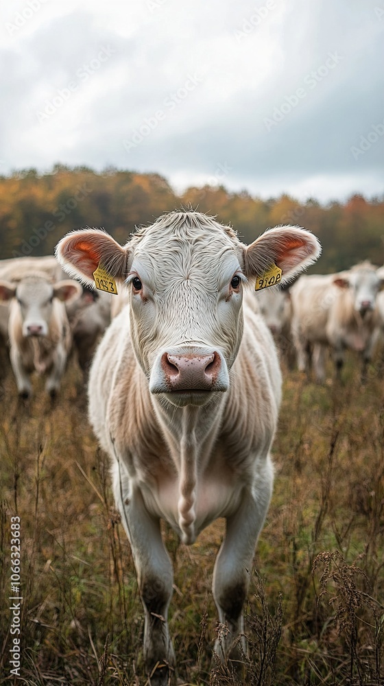 Close-up Portrait of a White Cow in a Field Close-up Portrait of a White Cow in a Field