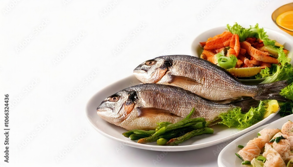 Delicious Grilled Dorado with Side Dishes Delicious Grilled Dorado with Side Dishes