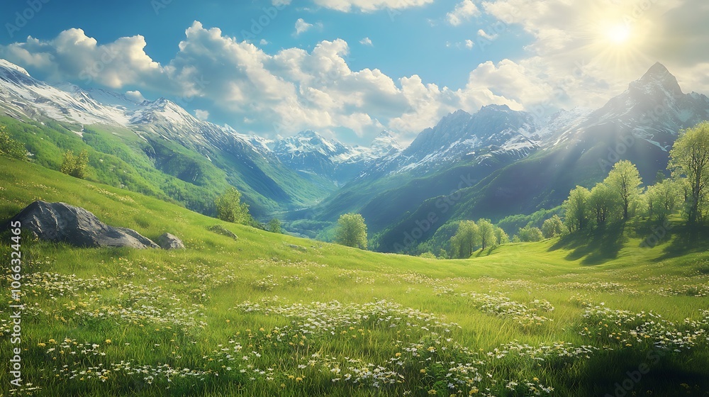 Fototapeta premium Wonderful springtime landscape on a sunny afternoon