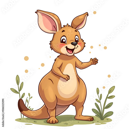 Embrace the joy of nature with a cheerful kangaroo ready to play and explore , digital art of character design concept. photo