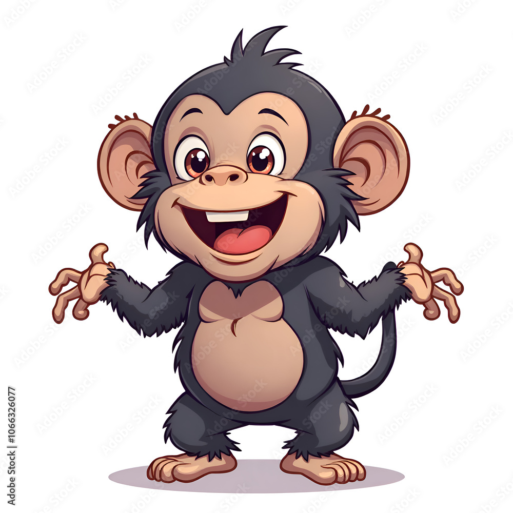 Obraz premium A playful monkey character bringing joy and laughter to all who see it, digital illustration of character design concept.