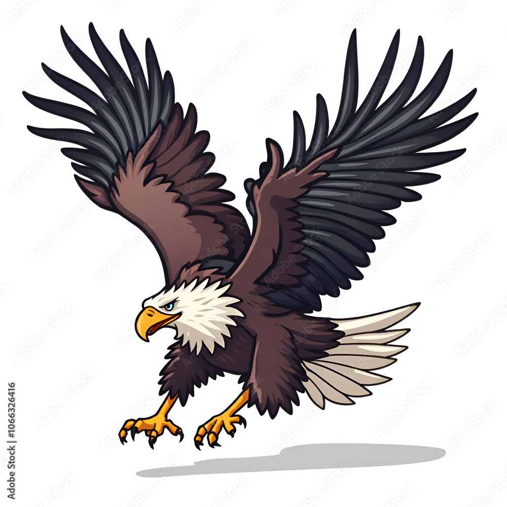Obraz premium Embrace the spirit of freedom with the majestic flight of a soaring eagle, digital illustration of character design concept.