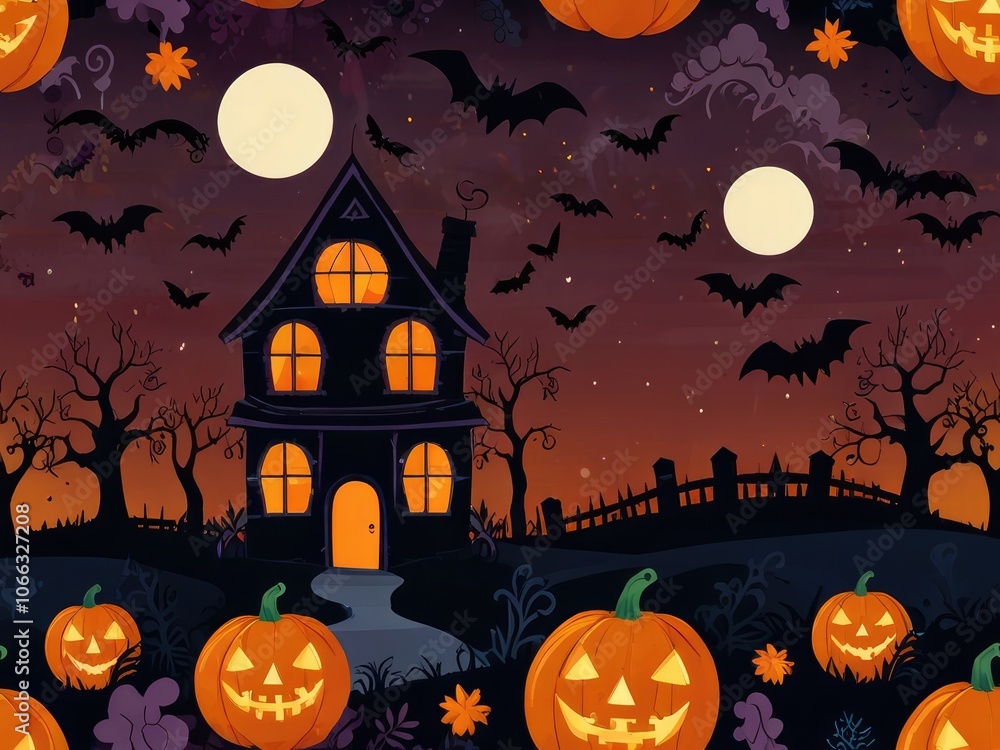 Fototapeta premium halloween background with pumpkins,halloween background