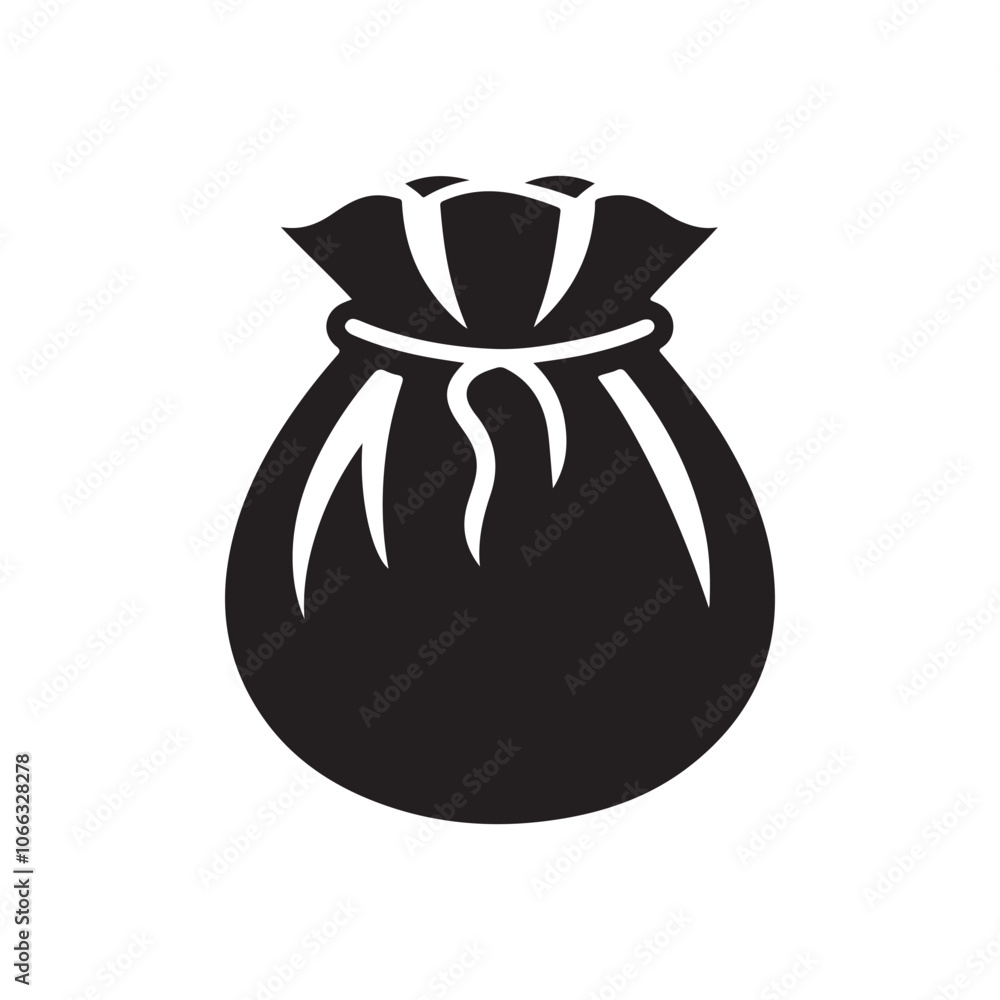 Sack Silhouette Vector Icon, White Background. Sack Silhouette Vector Icon, White Background.