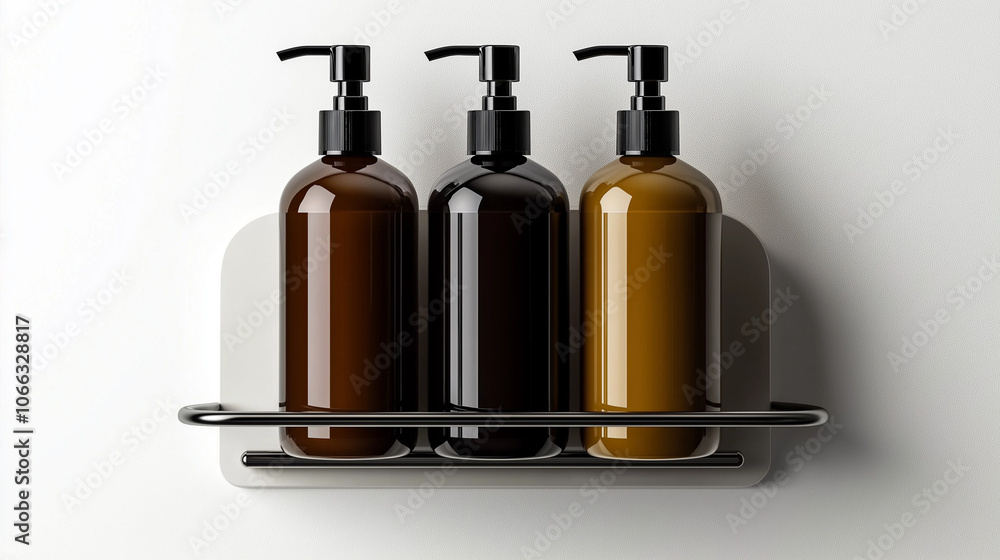 Elegant Essentials Trio of Liquid Soap Bottles on Wall Shelf Elegant Essentials Trio of Liquid Soap Bottles on Wall Shelf