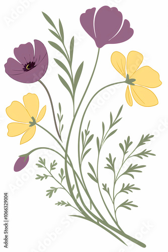 Wallpaper Mural set of flowers Torontodigital.ca