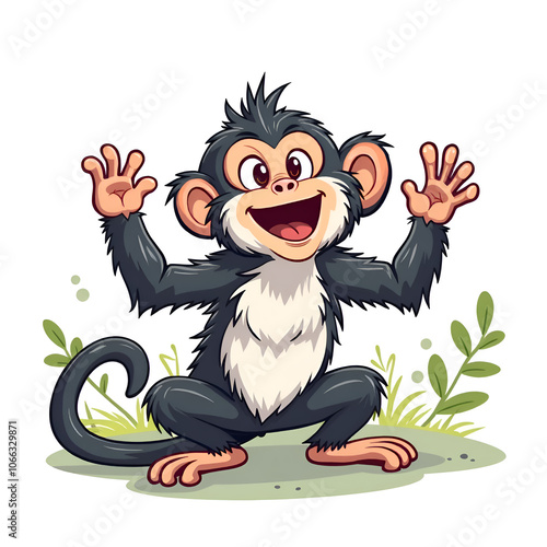 Embrace the joy of playfulness with this animated monkey character , digital art of character design concept. photo