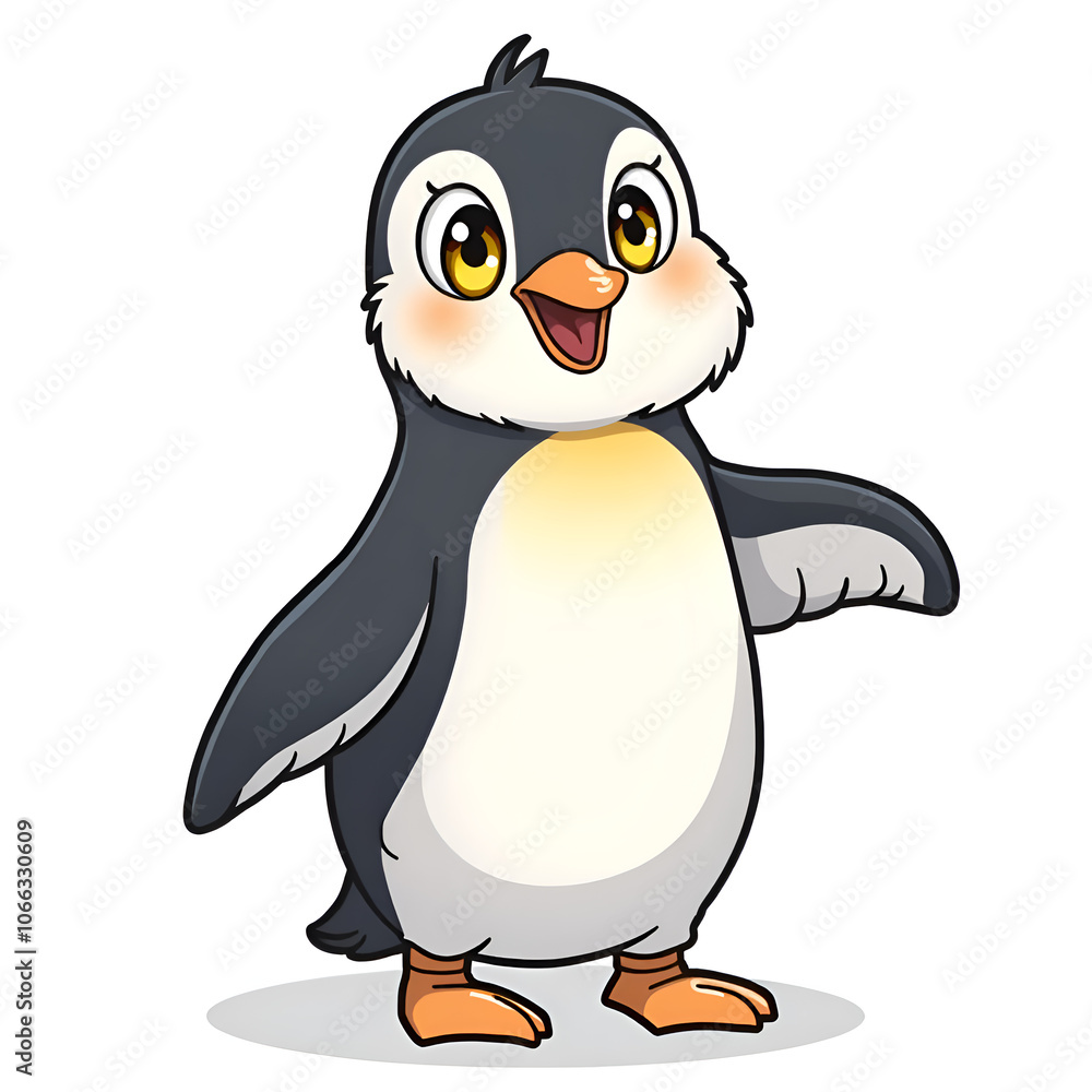 Fototapeta premium Embrace joy and positivity with a cheerful penguin ready for friendship and adventure , digital illustration of character design concept.
