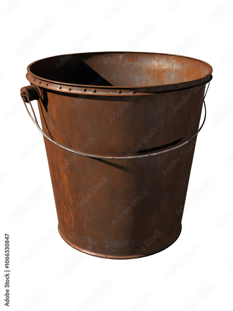 Rusted Metal Bucket Isolated on Transparent Background. Rusted Metal Bucket Isolated on Transparent Background.