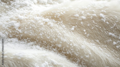 Close-up of White Fur Covered in Snow