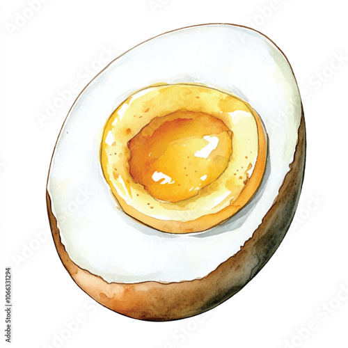 Boiled egg food watercolor clipart illustration