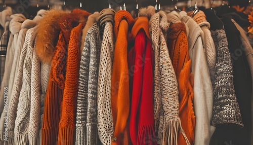 colorful shirts and jacket hanging in almirah